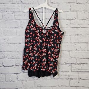 Cherry tankini swimsuit with boy short bottoms